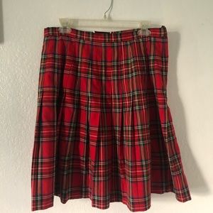 Red Plaid Pleated School Girl Skirt Vintage